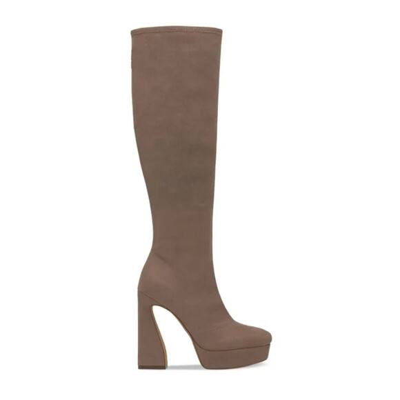 Jessica Simpson Platform Tall Knee Boots NWOT 11 Tan Faux Suede Daniyah Heel - Picture 1 of 10